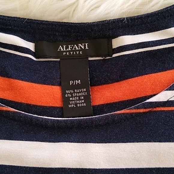 Alfani Petite Striped Shirttail T-Shirt Navy Bold Stripe - Picture 9 of 13